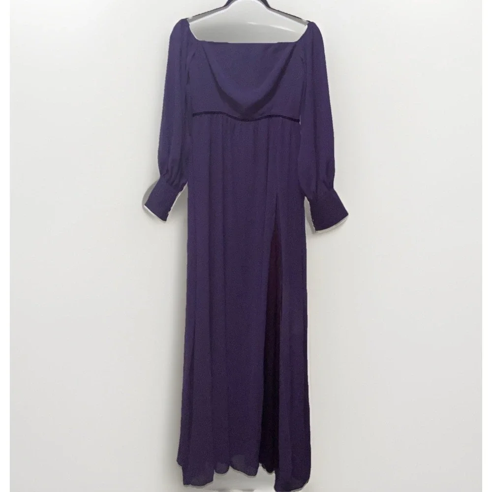 Alisastyle Purple Cottagecore‎ Maxi Dress Medium Sheer Sleeve Boho Formal Dress